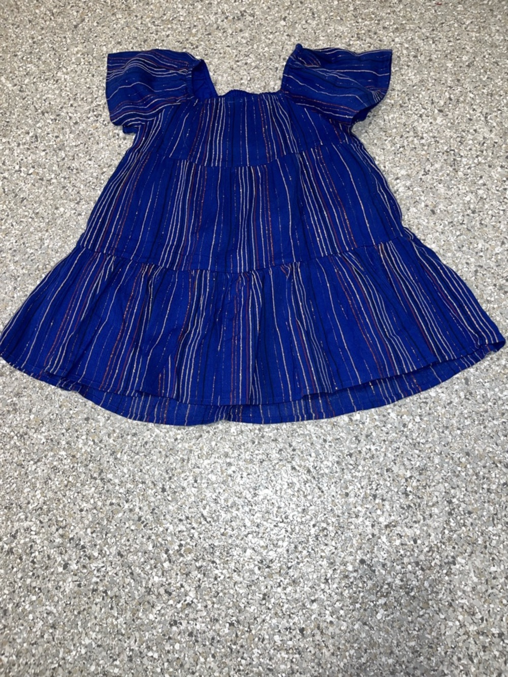 GAP Girls Royal Blue Metallic-Striped Tiered Dress